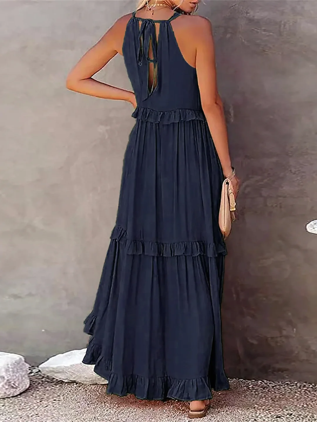 Women's Sleeveless Maxi Dress with Ruffled Skirt