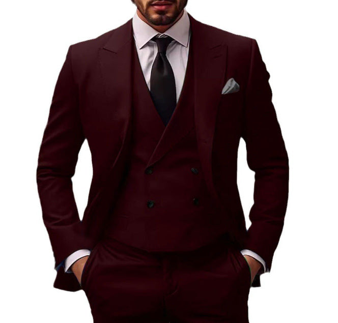 Men's Two-Piece Formal Suit Set with Tailored Blazer and Trousers