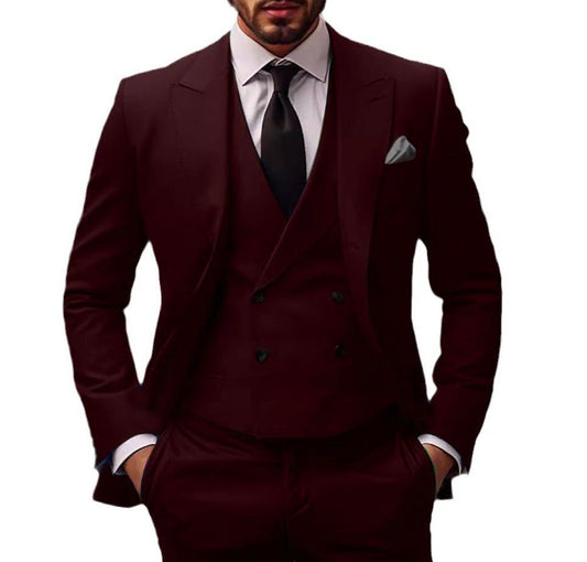 Men's Two-Piece Formal Suit Set with Tailored Blazer and Trousers