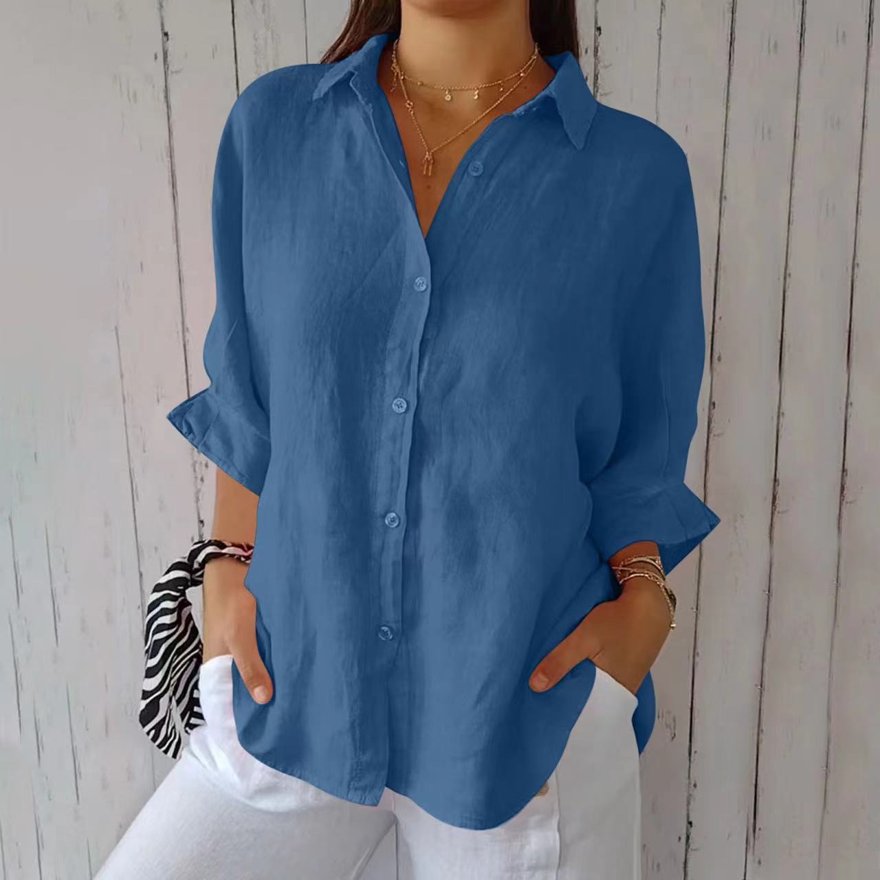 Women's Casual Button-Down Long Sleeve Shirt