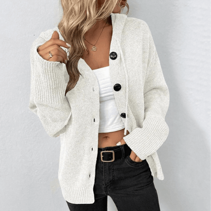 Women's Cozy Button-Up Knit Cardigan with Relaxed Fit