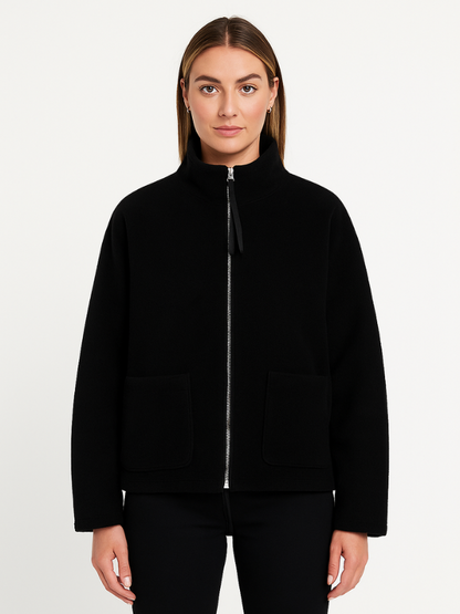 Women's Oversized Zip-Up Winter Jacket with High Collar Design