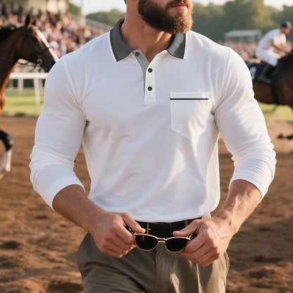 Spring & Autumn American-Style Long-Sleeve Men’s Polo Shirt