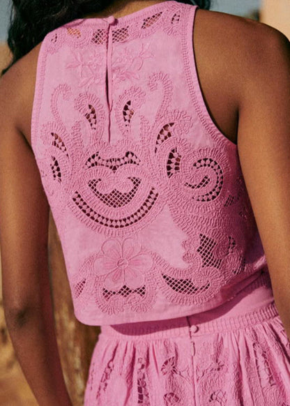 Women's Sleeveless Two-Piece Set with Cut-Out Maxi Skirt