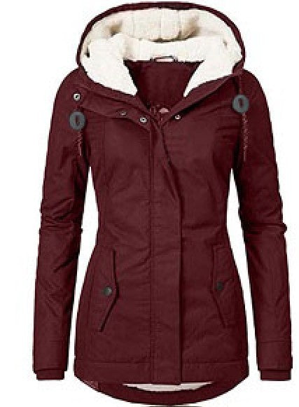 Women's Waterproof Rain Jacket with Hood and Extended Back Hem