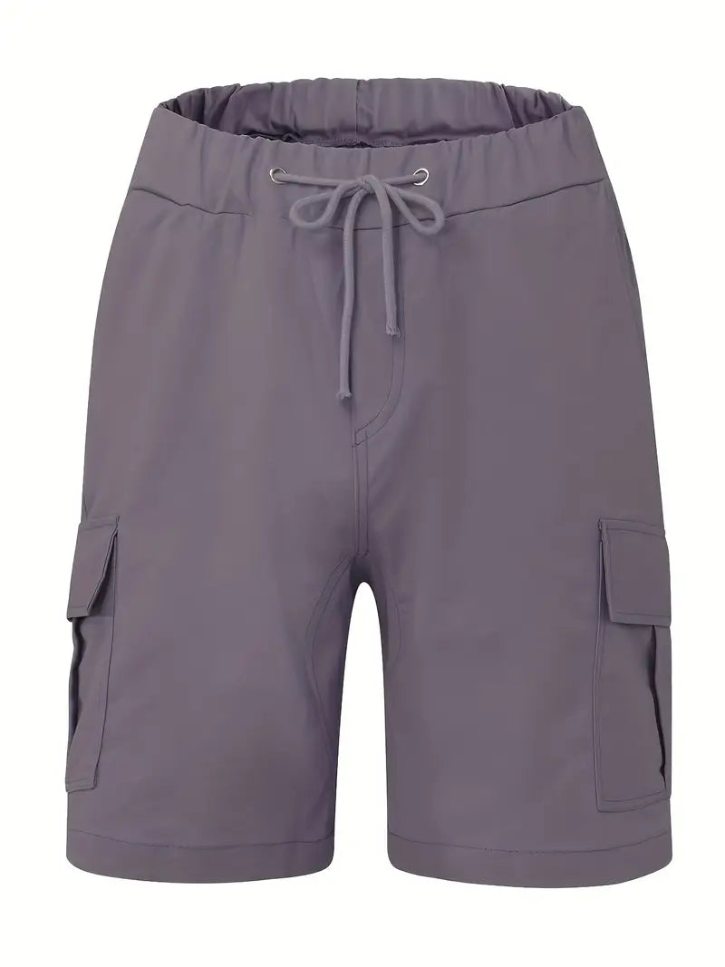Men's Slim Cargo Shorts with Drawstring Waist and Utility Pockets