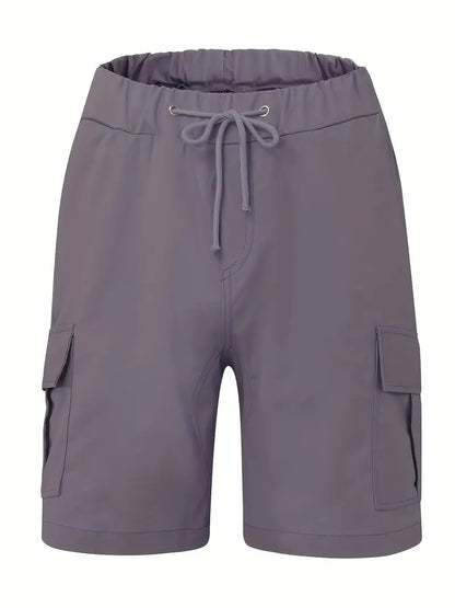 Men's Slim Cargo Shorts with Drawstring Waist and Utility Pockets