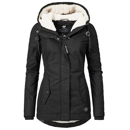 Women's Waterproof Rain Jacket with Hood and Extended Back Hem