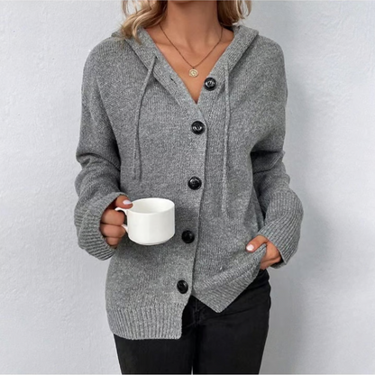 Women's Cozy Button-Up Knit Cardigan with Relaxed Fit