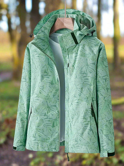 Women's Waterproof Rain Jacket with Hood and Zip Pockets