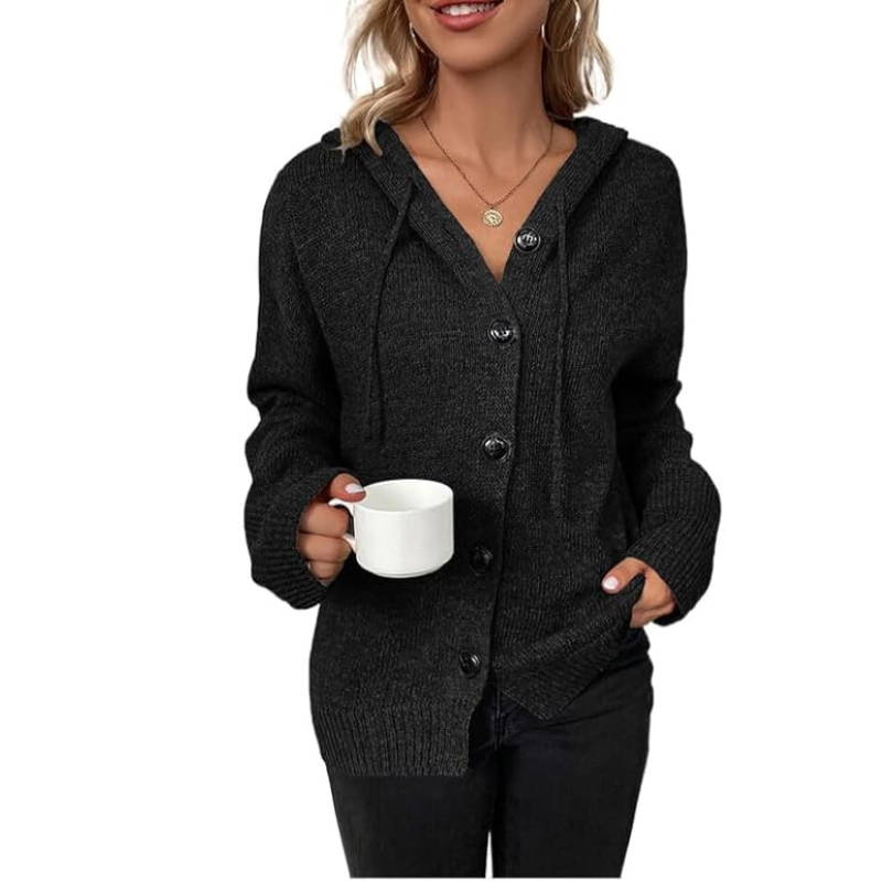 Women's Cozy Button-Up Knit Cardigan with Relaxed Fit
