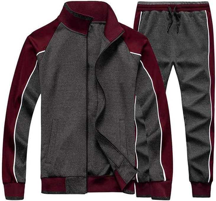 Men's Colorblock Tracksuit 2-Piece Set with Athletic Stripe