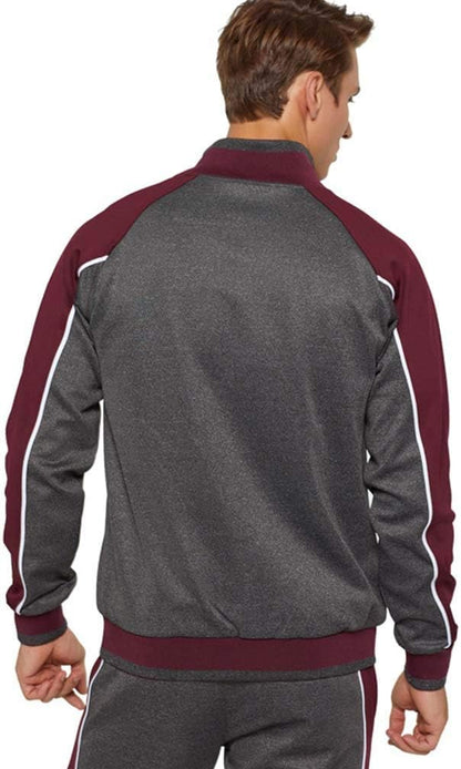 Men's Colorblock Tracksuit 2-Piece Set with Athletic Stripe