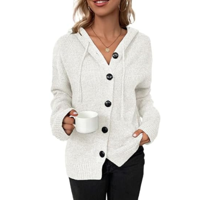 Women's Cozy Button-Up Knit Cardigan with Relaxed Fit
