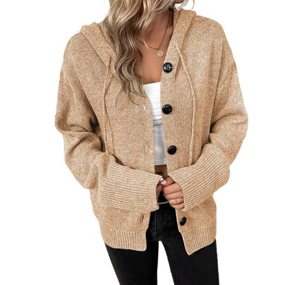 Women's Cozy Button-Up Knit Cardigan with Relaxed Fit