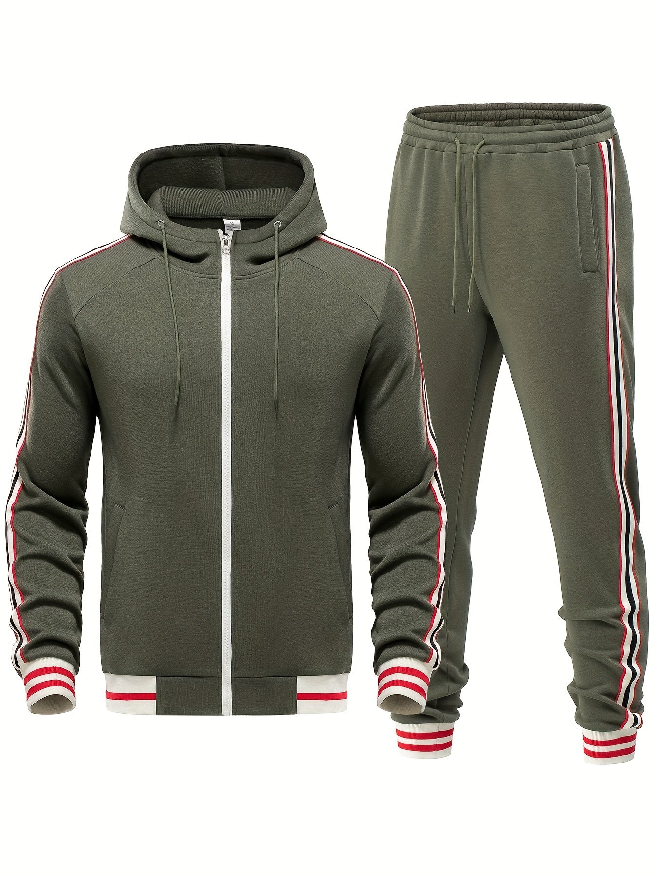 Men's Striped 2-Piece Tracksuit Set with Hoodie and Joggers