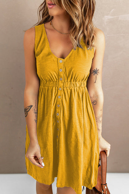 Women's Sleeveless Button-Down Midi Dress