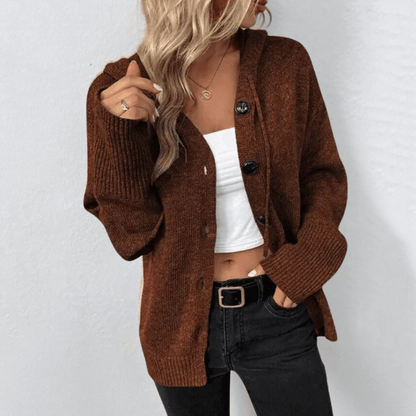 Women's Cozy Button-Up Knit Cardigan with Relaxed Fit