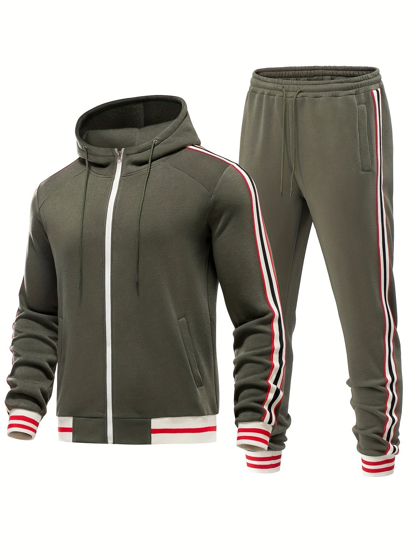 Men's Striped 2-Piece Tracksuit Set with Hoodie and Joggers