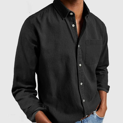 Men's Classic Casual Long Sleeve Shirt with Button Placket