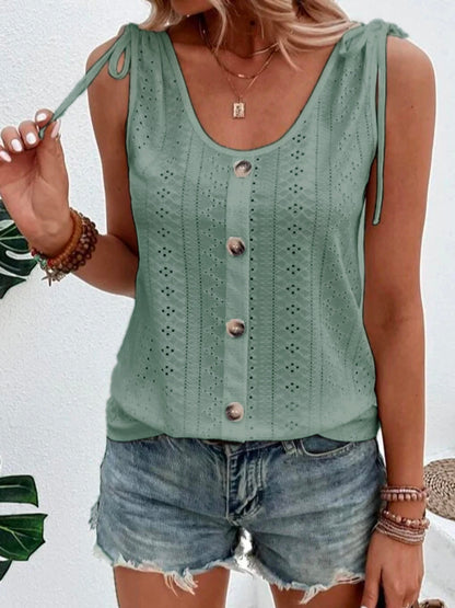 Women's Light Summer Tank Top with Button Detail