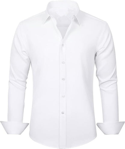 Men’s Elastic Stretch Non-Iron Business Shirt – Wrinkle-Resistant & Slim Fit