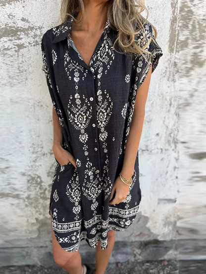 Women's Vintage Style Floral Print Summer Midi Dress