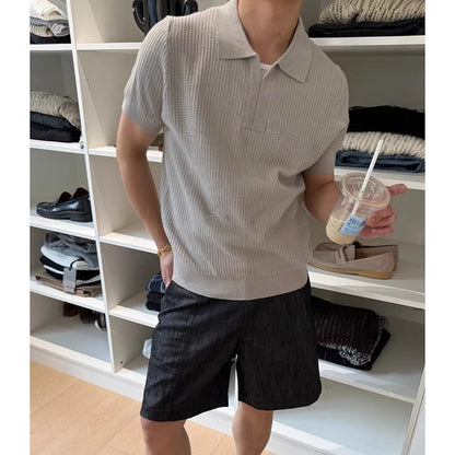 Men’s Retro Knit Sports T-Shirt – Casual Loose Fit