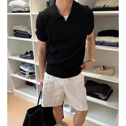 Men’s Retro Knit Sports T-Shirt – Casual Loose Fit