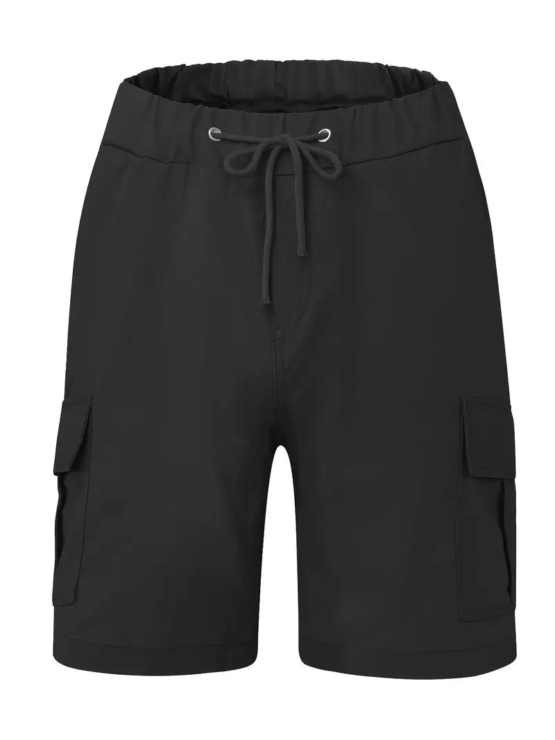 Men's Slim Cargo Shorts with Drawstring Waist and Utility Pockets