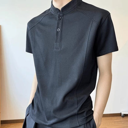 Men’s Shoulder Patchwork Short-Sleeve T-Shirt – Relaxed Fit Casual Tee