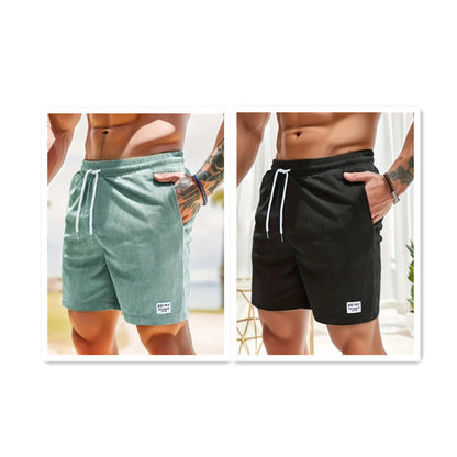 Men’s Corduroy Lace-Up Drawstring Shorts – Lightweight Summer Sports Shorts
