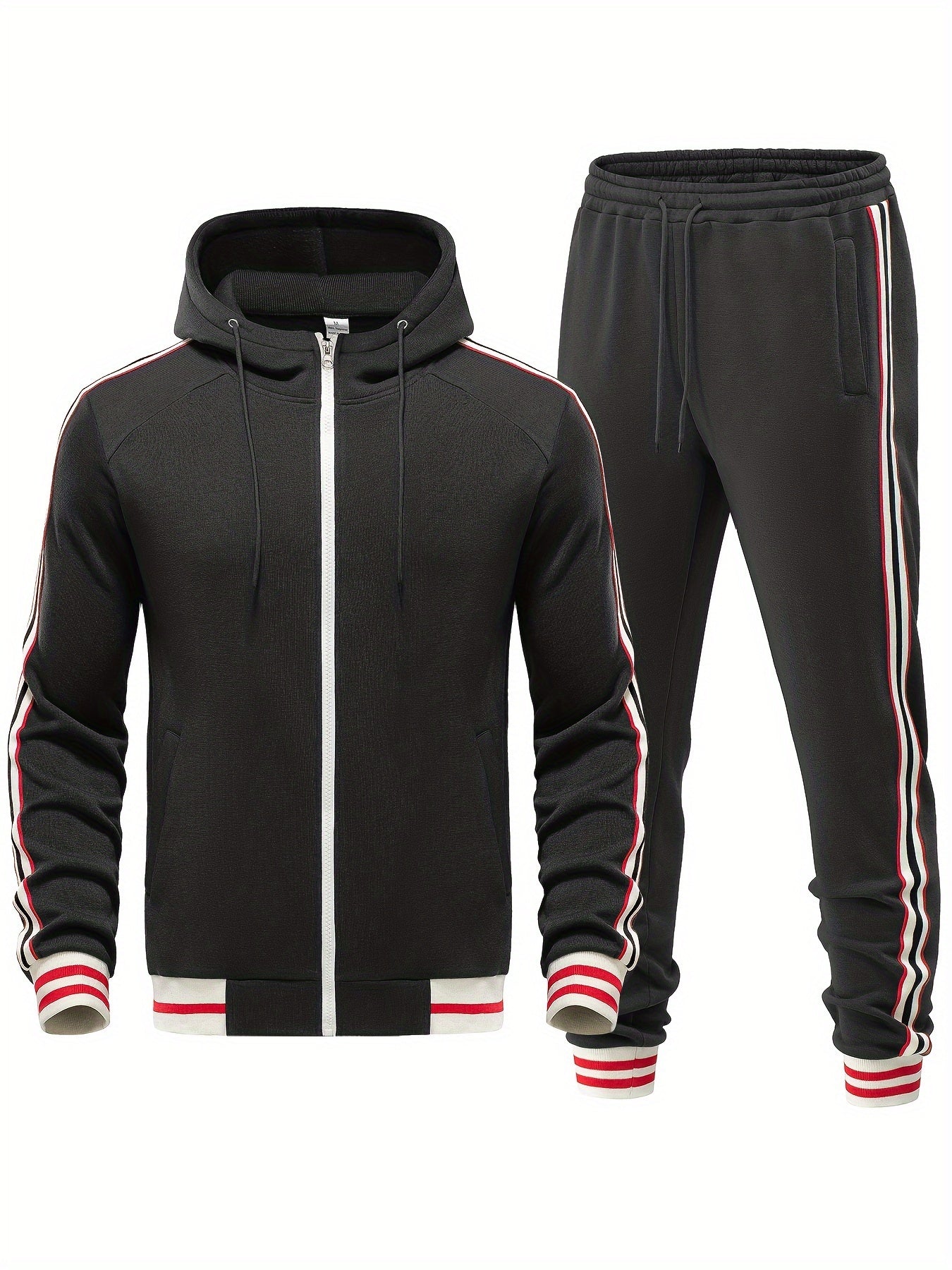 Men's Striped 2-Piece Tracksuit Set with Hoodie and Joggers