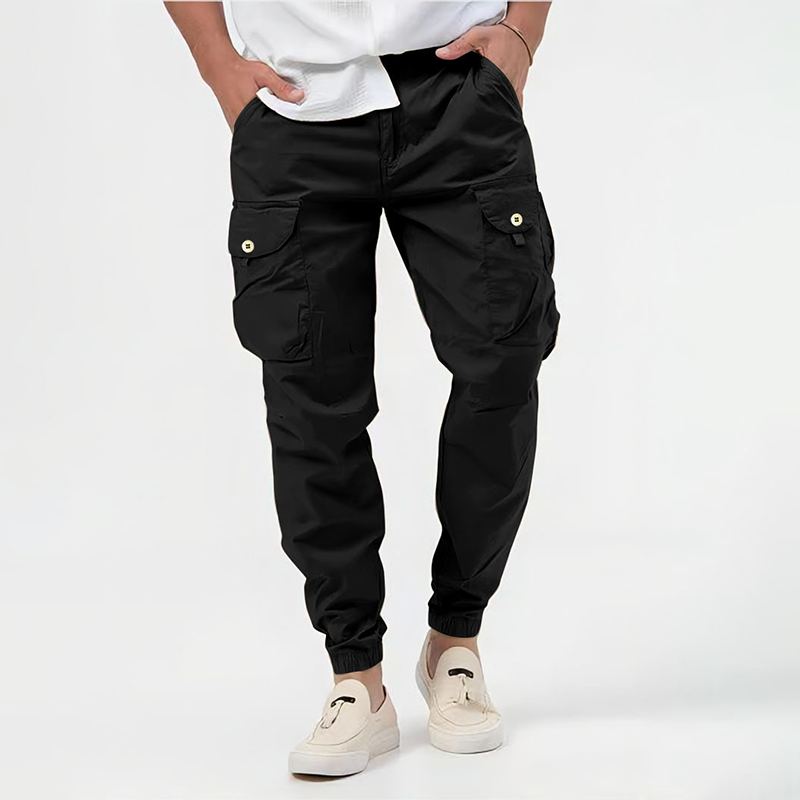 Men's Cargo Trousers Slim Fit Jogger Style with Multiple Pockets