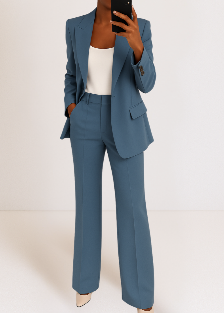 Women's Tailored Two-Piece Pantsuit Set with Blazer and Trousers