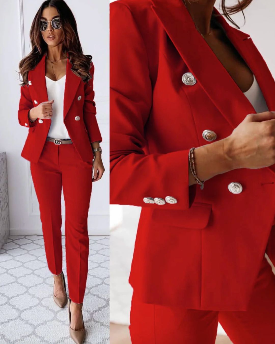 Women's Sophisticated Double-Breasted Suit with Tailored Fit