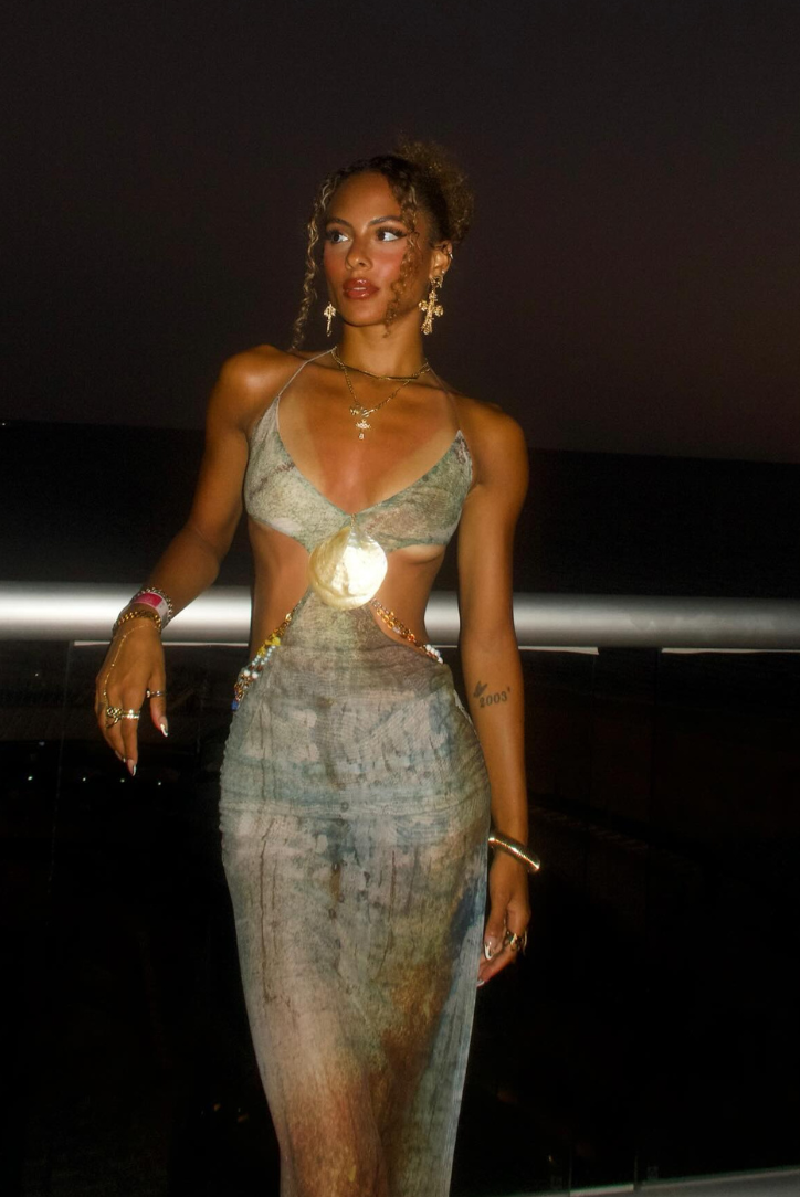 Women's Halter Cut-Out Maxi Dress with High Side Slit