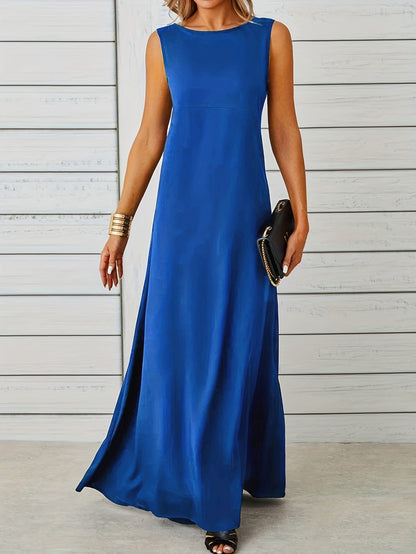 Women's Sleeveless Maxi Dress with Floor-Length Flow and Clean Lines
