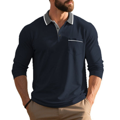 Spring & Autumn American-Style Long-Sleeve Men’s Polo Shirt