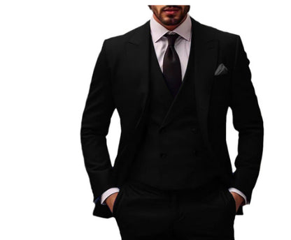 Men's Two-Piece Formal Suit Set with Tailored Blazer and Trousers