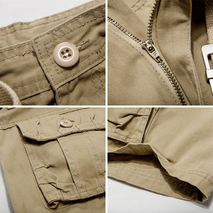 Men's Utility Cargo Shorts with Belt and Multiple Pockets