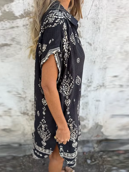 Women's Vintage Style Floral Print Summer Midi Dress