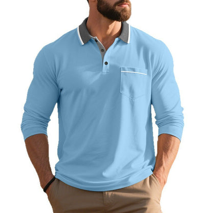 Spring & Autumn American-Style Long-Sleeve Men’s Polo Shirt