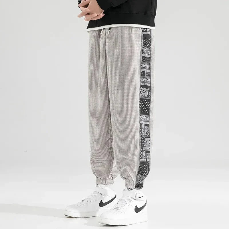 Men's Corduroy Trousers Loose Fit Jogger Style with Elastic Cuffs