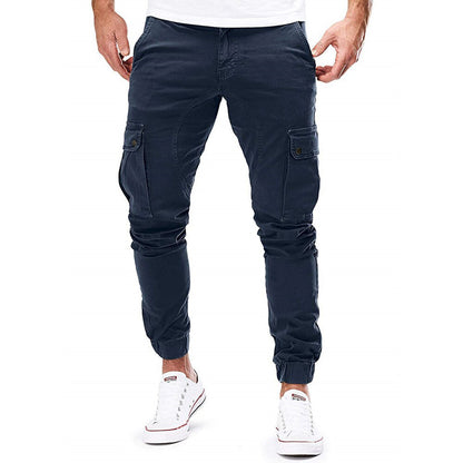 Men's Slim Fit Cargo Pants with Drawstring Waist and Side Pockets