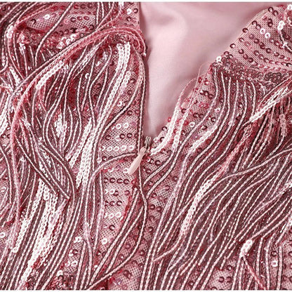 Women's Strappy Fringe Mini Dress with Feather Hem