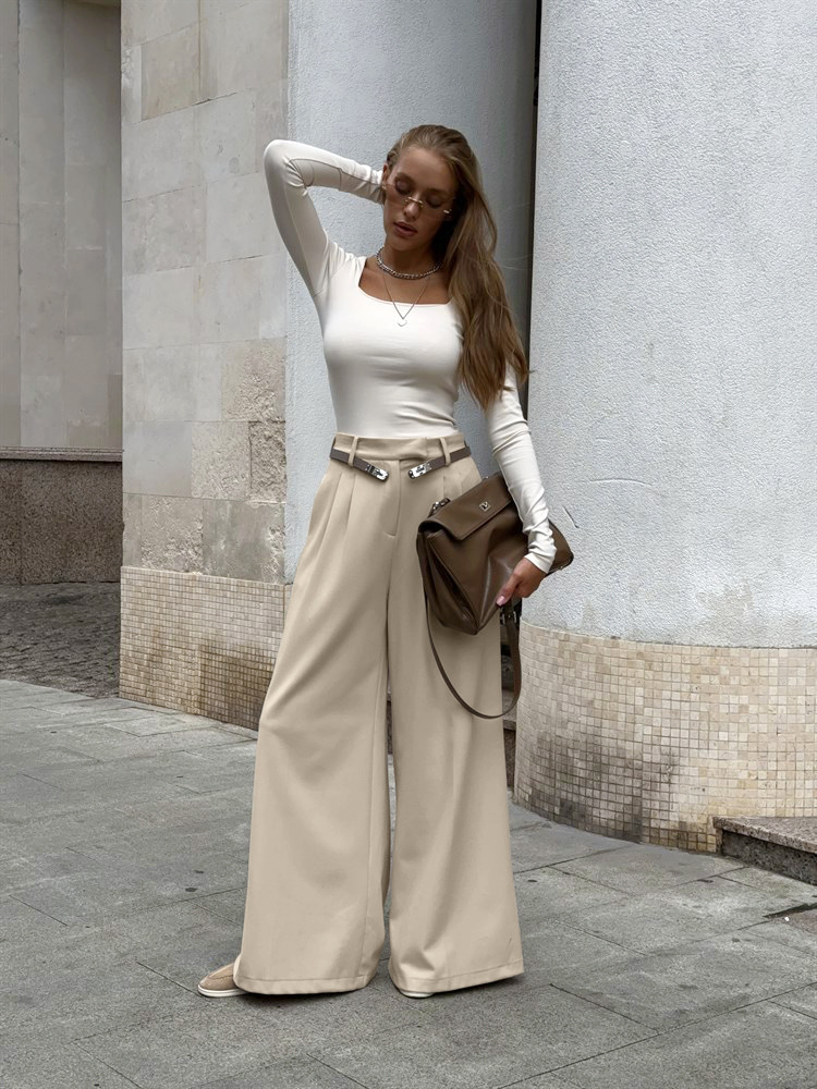 Women’s Wide Leg Suit Trousers High Waisted Casual Pants