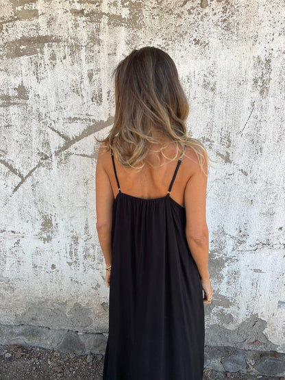 Lace Trim Slip Maxi Dress with Spaghetti Straps for Women