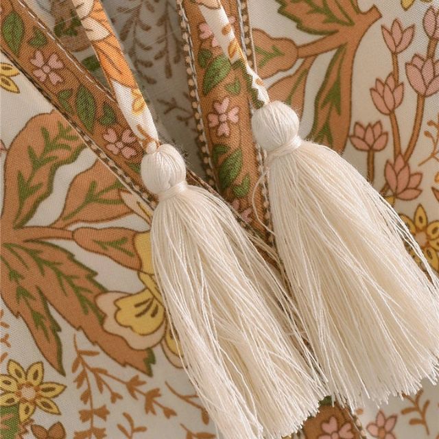 Women's Loose Fit Floral Button-Up Blouse with Long Sleeves