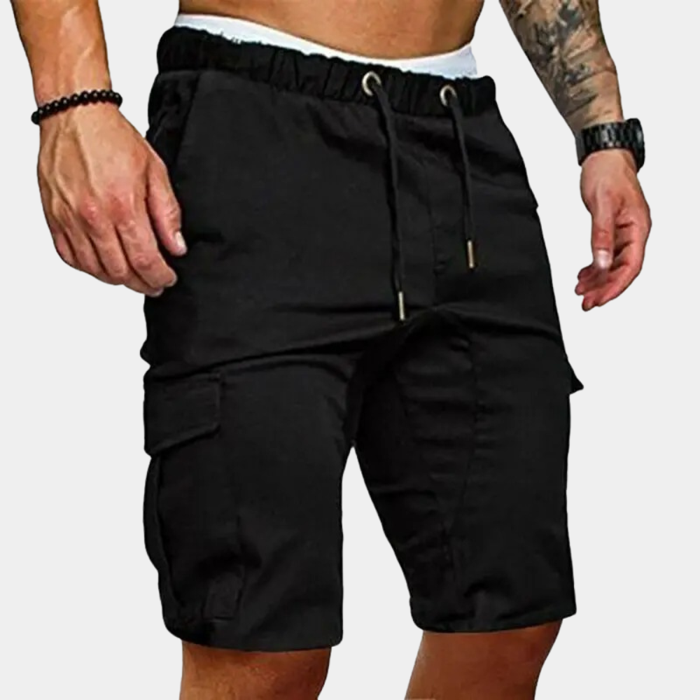 Men's Cargo Shorts with Adjustable Waist and Side Flap Pockets